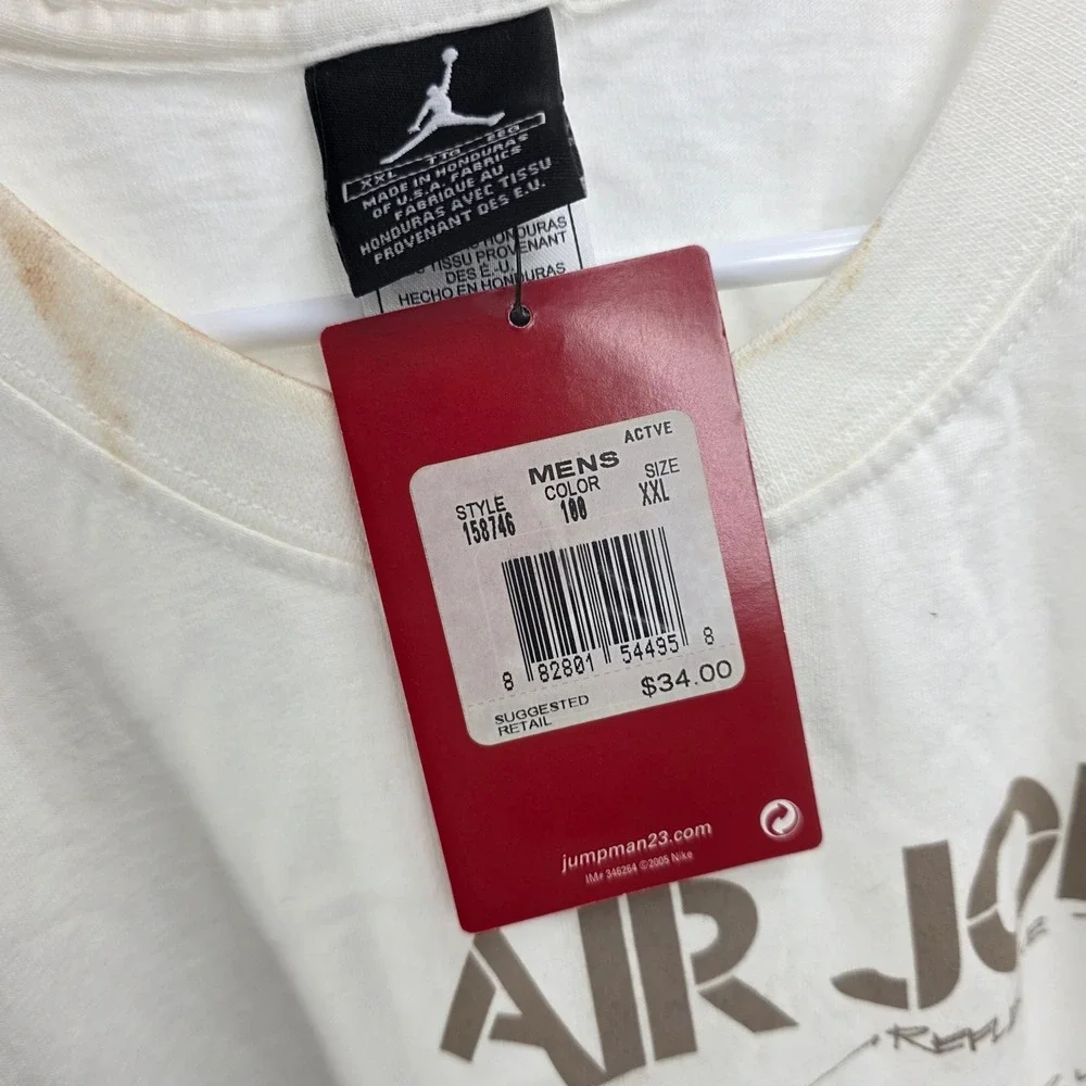 VINTAGE 90S RARE NIKE AIR JORDAN SHIRT MENS 2XL XXL SNEAKER BLUE DEADSTOCK *READ
